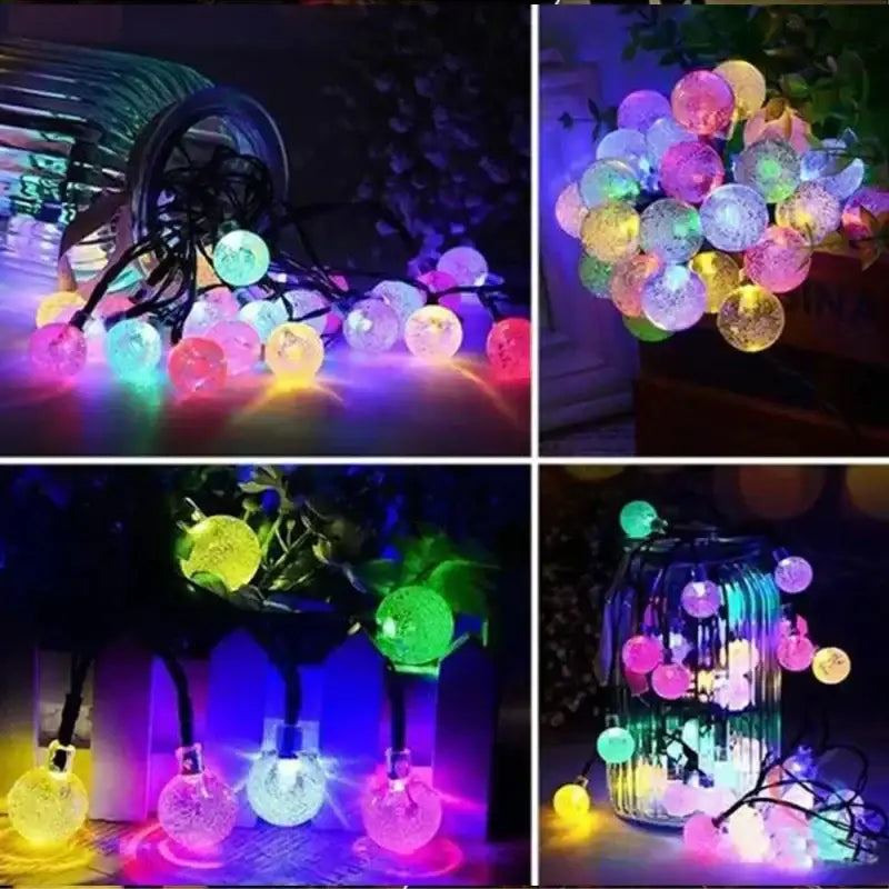 Golden crackled glass crystal fairy solar string lights patio decor