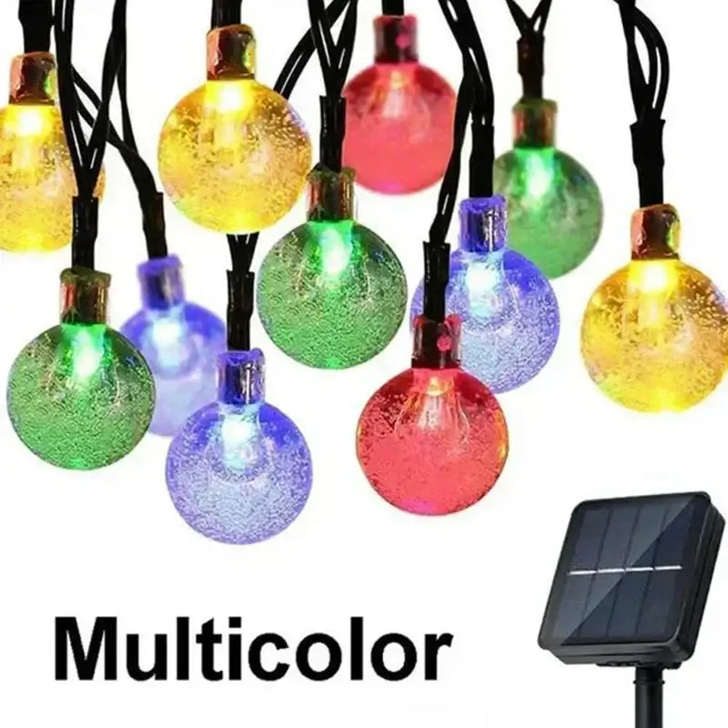 Golden crackled glass crystal fairy solar string lights patio decor
