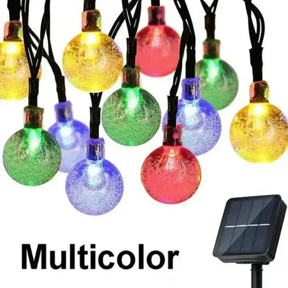 Golden crackled glass crystal fairy solar string lights patio decor