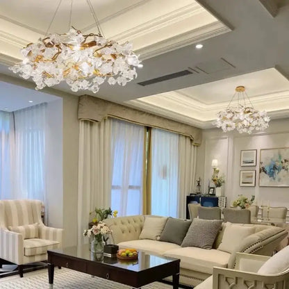 Golden crystal branch ceiling chandelier – dining room light fixture