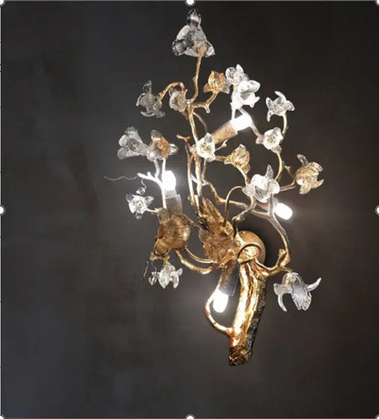 Golden crystal branch ceiling chandelier – dining room light fixture
