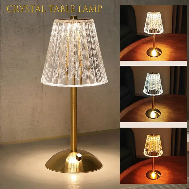 Golden crystal diamond touch sensor table lamp for bedroom