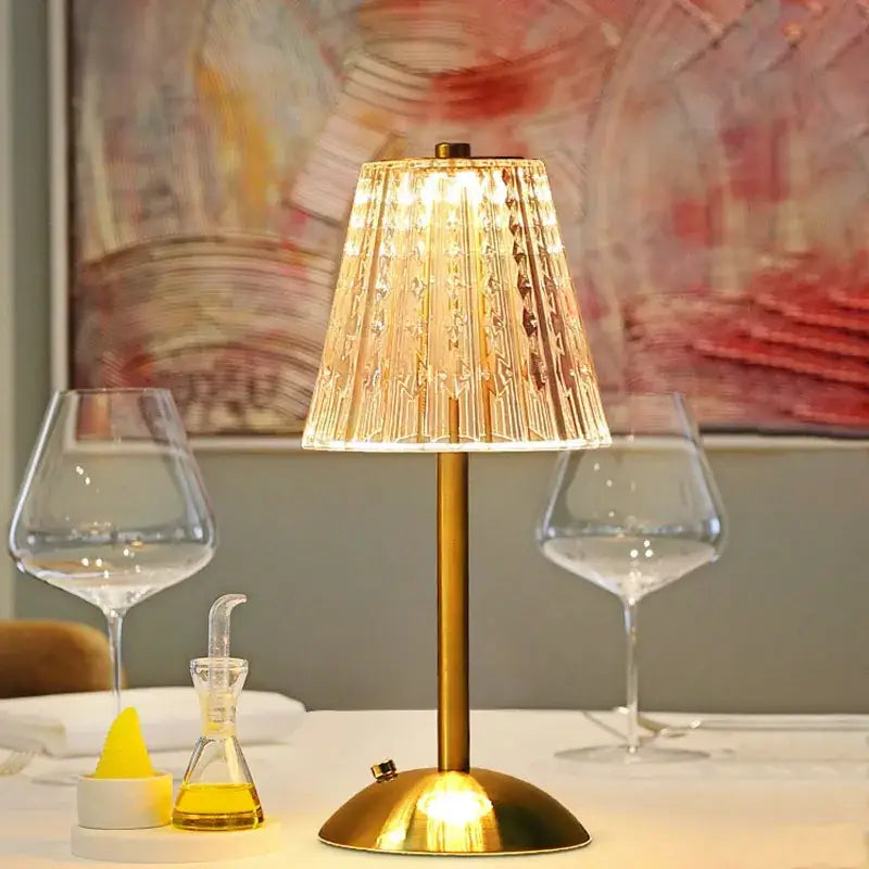 Golden crystal diamond touch sensor table lamp for bedroom