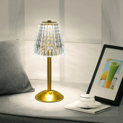 Golden crystal diamond touch sensor table lamp for bedroom
