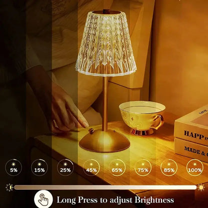 Golden crystal diamond touch sensor table lamp for bedroom