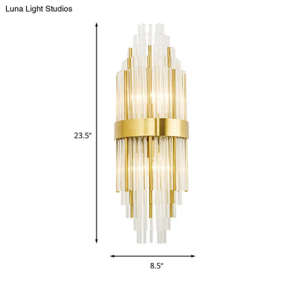 DecorBites™ Golden Crystal Layered Sconce Light for Living Room - Modern Wall Mounted Lamp (2 Lights)