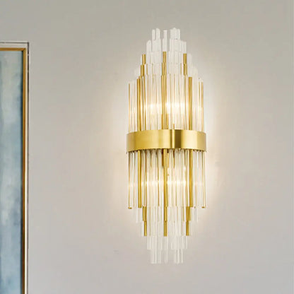 DecorBites™ Golden Crystal Layered Sconce Light for Living Room - Modern Wall Mounted Lamp (2 Lights)