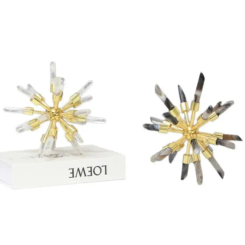Golden crystal metal sea urchin figurine living room decor