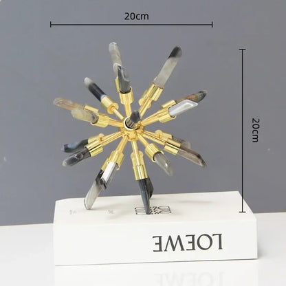 Golden crystal metal sea urchin figurine living room decor