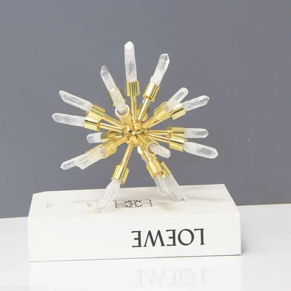 Golden crystal metal sea urchin figurine living room decor