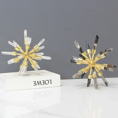 Golden crystal metal sea urchin figurine living room decor