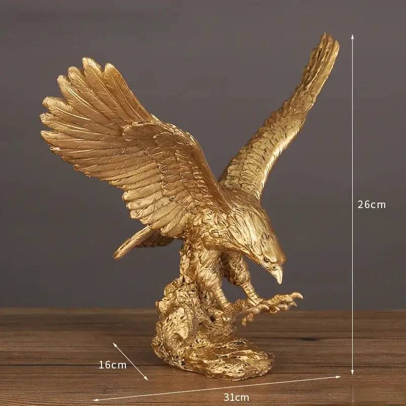 Golden dapeng eagle wings resin statue office decor
