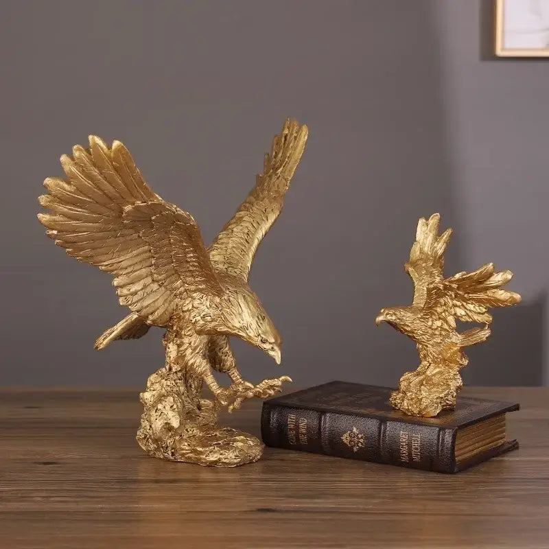 Golden dapeng eagle wings resin statue office decor