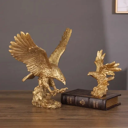 Golden dapeng eagle wings resin statue office decor