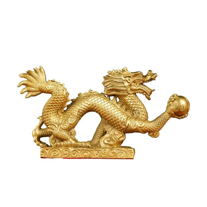 Golden dragon phoenix zodiac ornaments living room copper decor