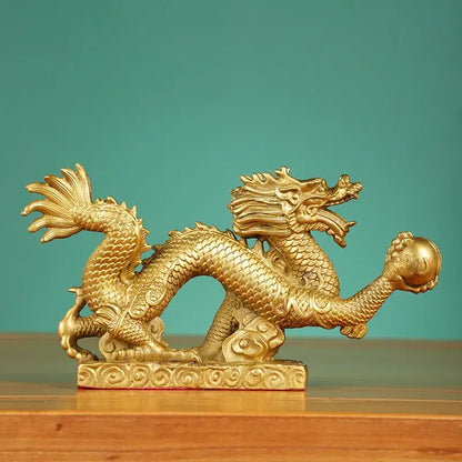 Golden dragon phoenix zodiac ornaments living room copper decor