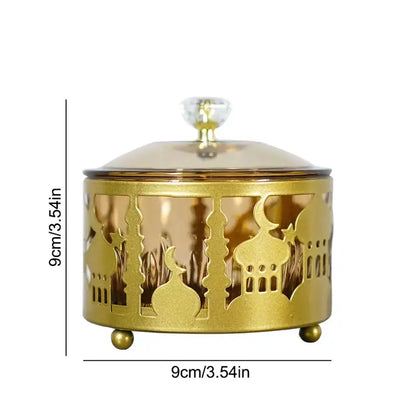 Golden eid mubarak metal fruit snack tray with lid dining room bowl