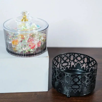 Golden eid mubarak metal fruit snack tray with lid dining room bowl