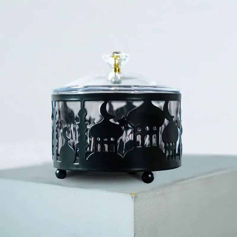 Golden eid mubarak metal fruit snack tray with lid dining room bowl