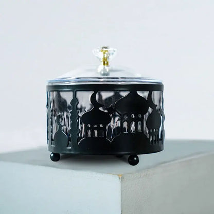 Golden eid mubarak metal fruit snack tray with lid dining room bowl