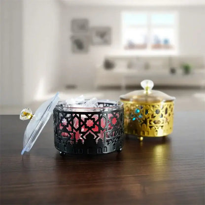 Golden eid mubarak metal fruit snack tray with lid dining room bowl