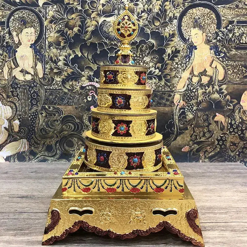 Golden eight auspicious buddha alloy plates for temple meditation