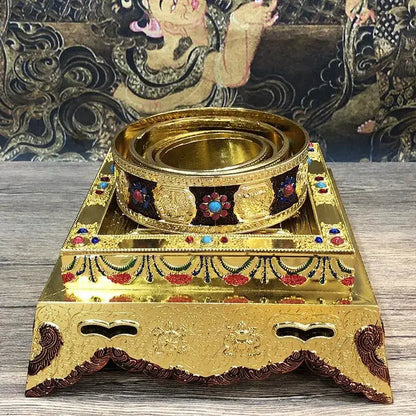 Golden eight auspicious buddha alloy plates for temple meditation