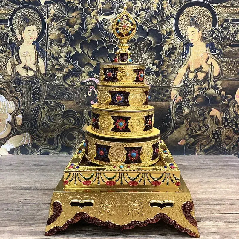 Golden eight auspicious buddha alloy plates for temple meditation