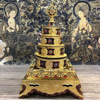 Golden eight auspicious buddha alloy plates for temple meditation