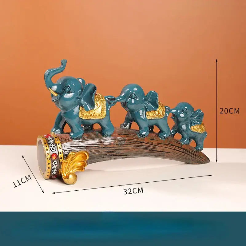 Golden elephant resin ornament living room figurine on log base