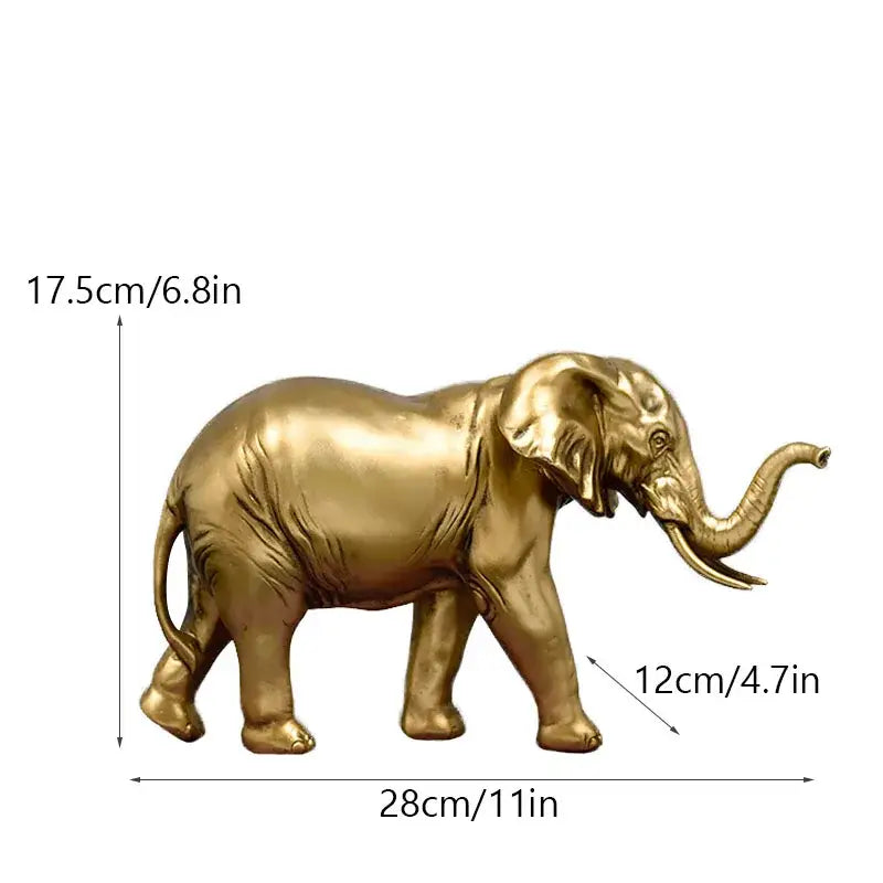 Golden family elephant resin figurine living room lucky decor