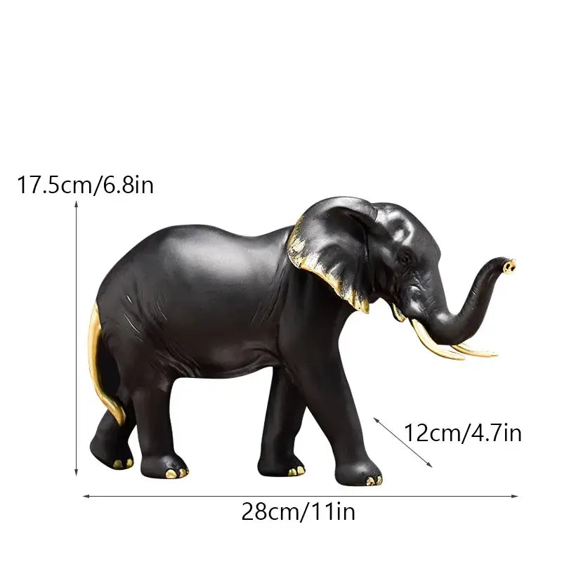 Golden family elephant resin figurine living room lucky decor