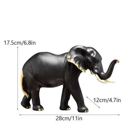 Golden family elephant resin figurine living room lucky decor