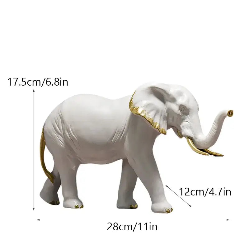 Golden family elephant resin figurine living room lucky decor