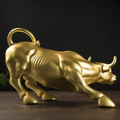 Golden fortune resin sculpture office desk bull decor