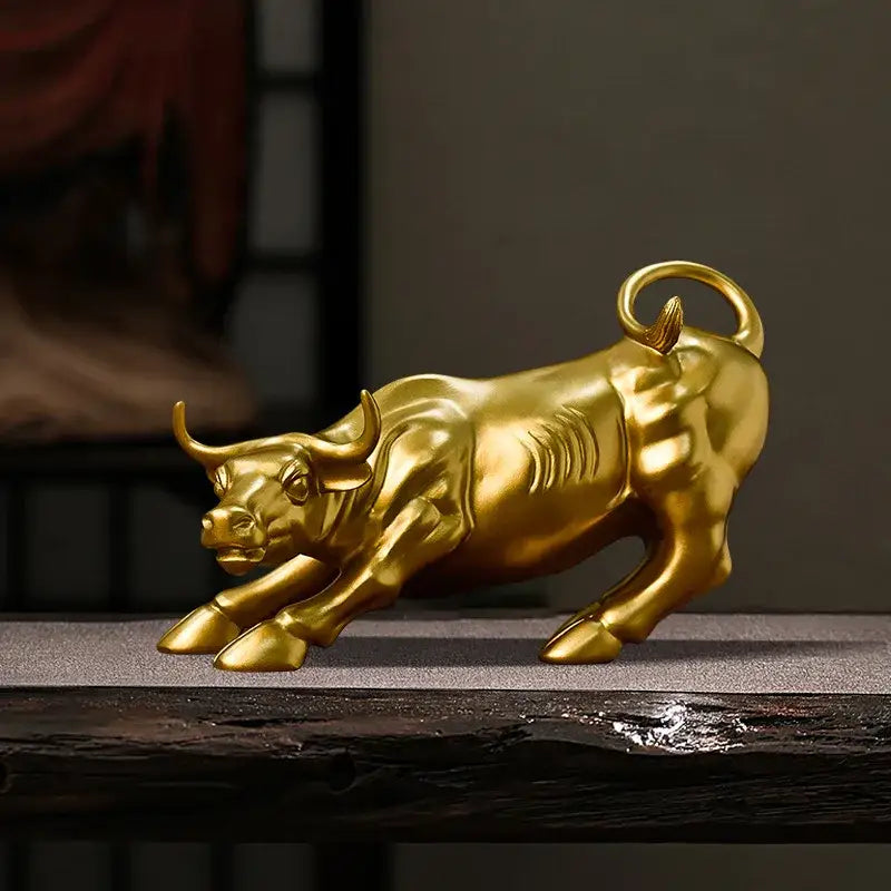 Golden fortune resin sculpture office desk bull decor
