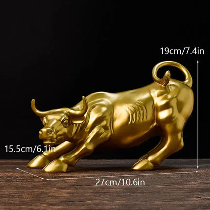 Golden fortune resin sculpture office desk bull decor