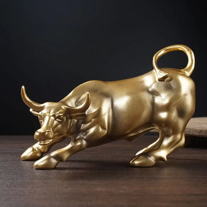 Golden fortune resin sculpture office desk bull decor
