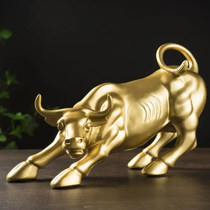 Golden fortune resin sculpture office desk bull decor