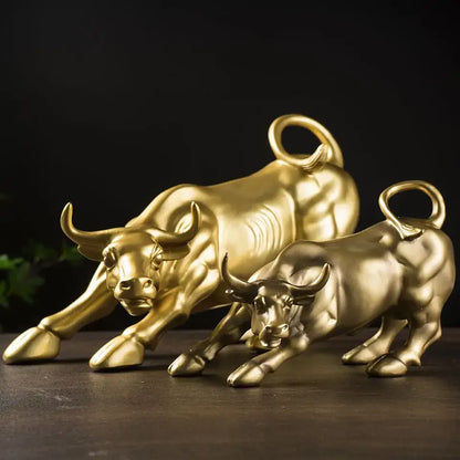 Golden fortune resin sculpture office desk bull decor