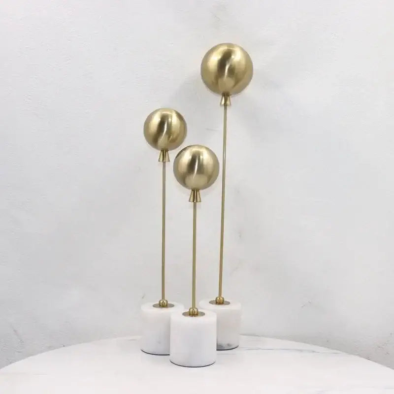 Golden geometric balloon metal ball sculptures living room decor