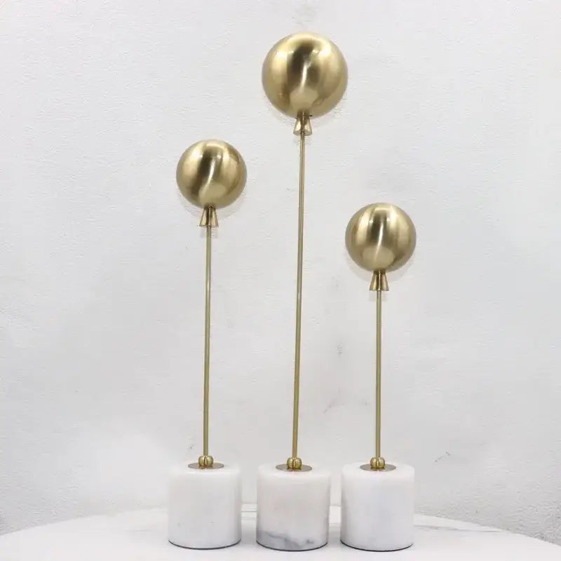 Golden geometric balloon metal ball sculptures living room decor