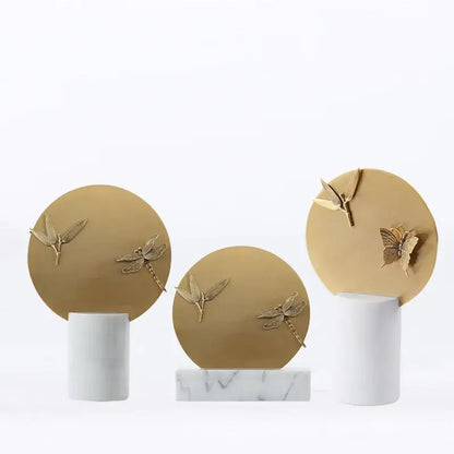 Golden geometric insect figurine set living room decor