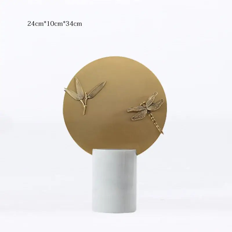 Golden geometric insect figurine set living room decor
