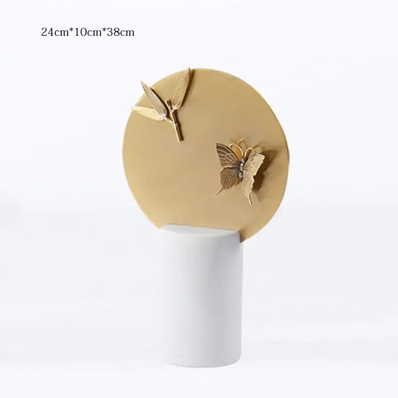 Golden geometric insect figurine set living room decor
