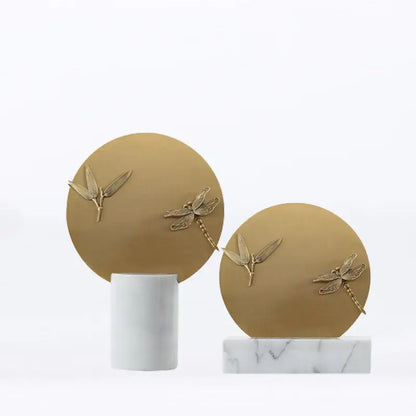 Golden geometric insect figurine set living room decor