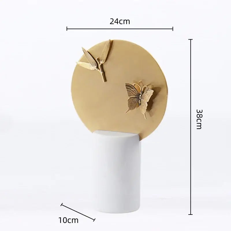 Golden geometric insect figurine set living room decor