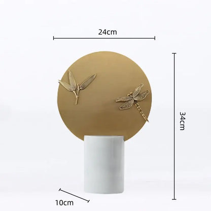 Golden geometric insect figurine set living room decor