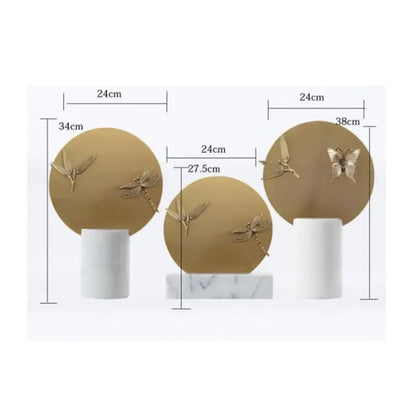 Golden geometric insect figurine set living room decor