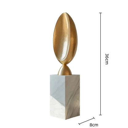 Golden geometric tree hole sculpture on volcanic rock living room decor